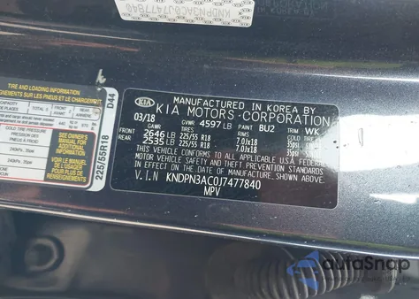 2018 Kia Sportage Ex z USA, uszkodzony, nr VIN KNDPN3AC0J7477840